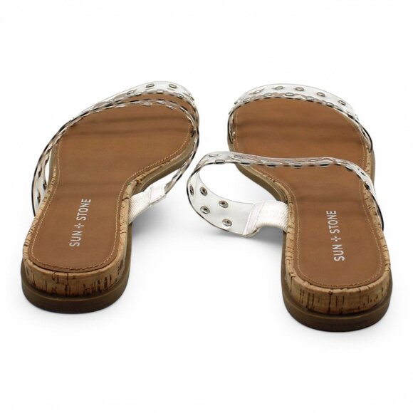 Sun Stone Womens Beige Cushioned Comfort Studded Slip Resistant Easten Round Toe - Picture 8 of 9